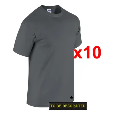 (2XL) Packs Gildan T-SHIRT Basic Tee - 5XL Small Big Men Heavy Cotton (Charcoal)