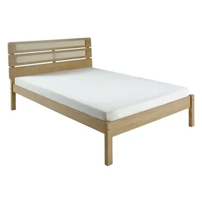 Santana 5ft Kingsize Bed Frame in Light Oak and Rattan Effect