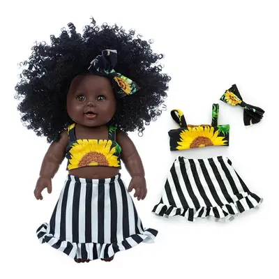 () 30CM Silicone Vinyl Dress Up Fashion African Curly Hair Realistic Rebirth Lifelikes Black Ski