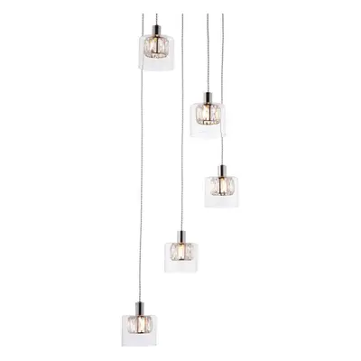 Multi Light Ceiling Pendant Bulb Chrome & Crystal Chandelier Height Drop Lamp