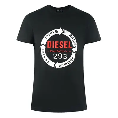 (M) Diesel Recycled Styles Logo Black T-Shirt