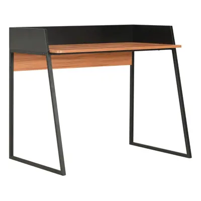 vidaXL Computer Desk with Elevated Back Black and Brown Office Writing Table