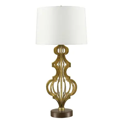 Table Lamp Open Design Scroll Effect Cream Shade Distressed Gold LED E27 100W