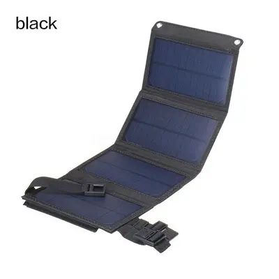 (Black) 20W USB Solar Panel Charger Portable Cells Charge for iPhone iPad Samsung Huawei Xiaomi 