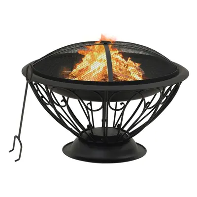 vidaXL Fire Pit with Poker cm 2XL Steel Fire Bowl Patio Heater Home Garden