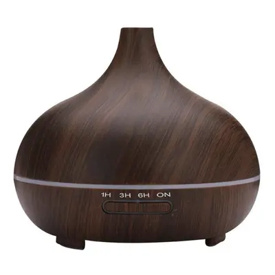 (Deep wood grain, Without remote control) 300ML Essential Diffuser Aromatherapy LED Ultrasonic H