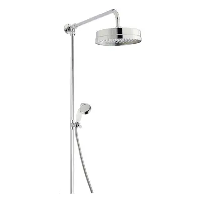 Luxury Rigid Riser Shower Kit with Fixed Head & Handset - Chrome/White