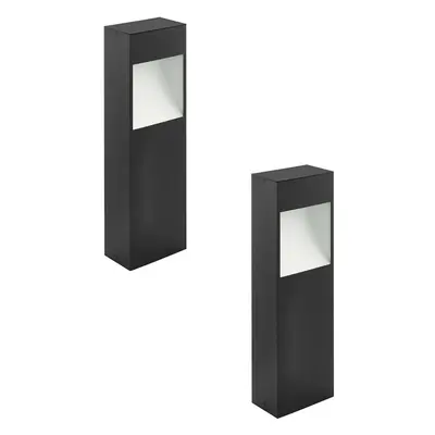 2 PACK IP44 Outdoor Pedestal Light Anthracite & White Square Post 10W LED