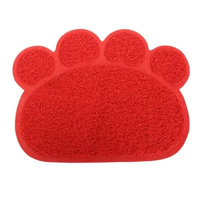 (Red) Pet Dog PVC Puppy Dish Bowl Feeding Mat Wipe Clean