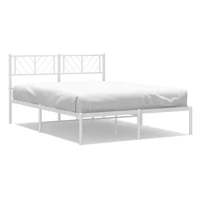 (white, x cm/with headboard) vidaXL Metal Bed Frame Bedroom Platform Bed Base Bedstead Mattress 