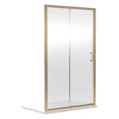 Ruwa 6mm Toughened Safety Glass Sliding Shower Door - x 1400mm - Brushed Brass - Balterley