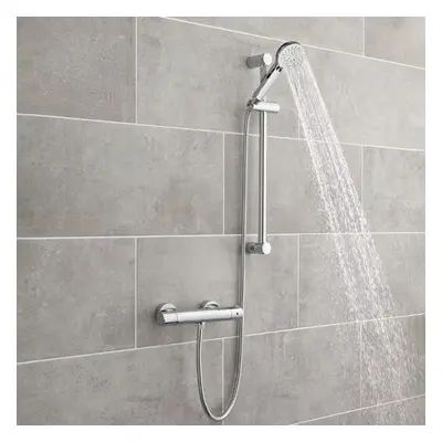 Qubix Thermostatic Round Shower Mixer & Slider Rail Kit Chrome