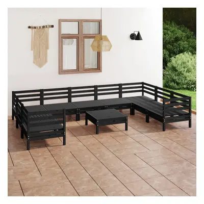 vidaXL Garden Lounge Set Outdoor Lounge Set Piece Black Solid Wood Pine