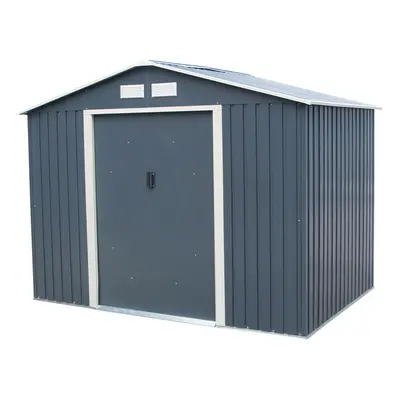 Charles Bentley Grey Metal Garden Storage Shed - 8ft x 6ft