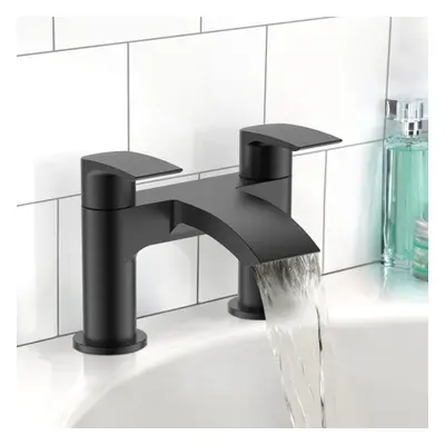 Vago Contemporary Matte Black Deck Mounted Waterfall Bath Filler Tap