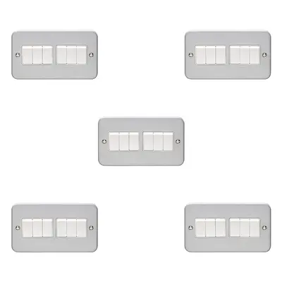 5 PACK Gang Multi Light Switch Way 10A HEAVY DUTY METAL CLAD - White Rocker