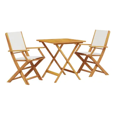 vidaXL Bistro Set Piece Outdoor Bar Set Cream White Fabric and Solid Wood