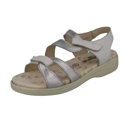 (UK 6, White/Silver (White)) Ladies Padders Strappy Sandals Sunseek - 2E Fit