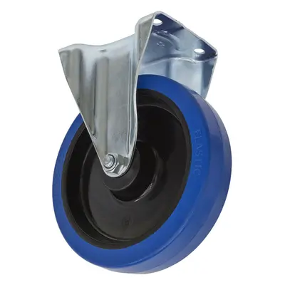 200mm Fixed Plate Castor Wheel - Heavy Duty Polymer & Elastic - 46mm Tread