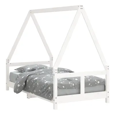 (white, x cm) vidaXL Kids Bed Frame Bedstead Wooden Bed Base Black 80x200 cm Solid Wood Pine