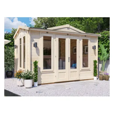 Dunster House Log Cabin Summer House 3.5m x 2.5m DIY Outdoor Building Shed GhostFlower 34mm