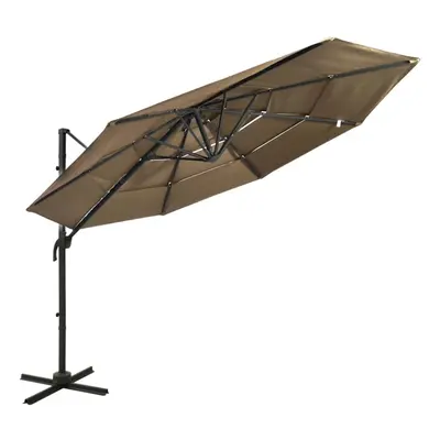 vidaXL 4-Tier Parasol with Aluminium Pole Taupe 3x3 m Outdoor Umbrella Canopy