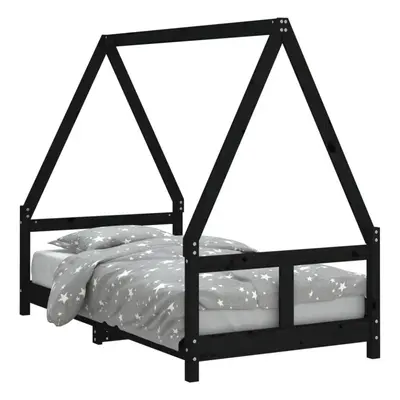 (black, x cm) vidaXL Kids Bed Frame Bedstead Wooden Bed Base Black 80x200 cm Solid Wood Pine