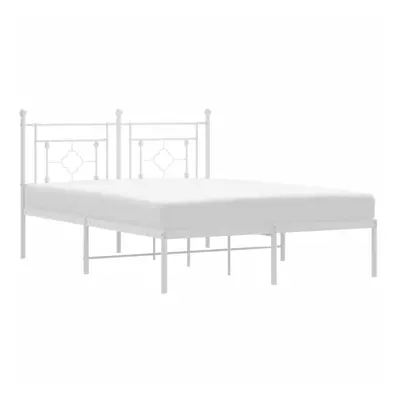 (white, x cm/with headboard) vidaXL Metal Bed Frame Home Bedroom Bed Base Mattress Foundation Be