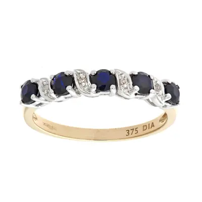 (M) Jewelco London 9ct Yellow Gold Sapphire And Diamond Eternity Ring