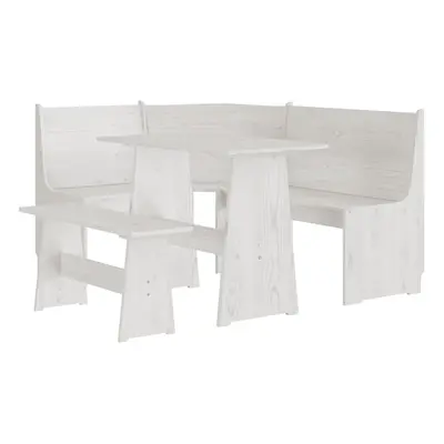 vidaXL Solid Wood Pine Dining Set Piece White Wooden Dinner Seat Seating