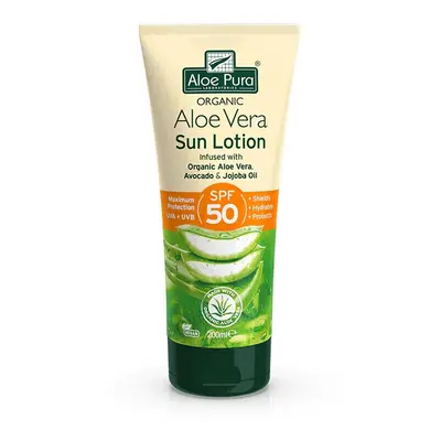 3 X Aloe Pura Organic Aloe Vera Sun Lotion SPF50 Sun Protection Lotion - 200ml