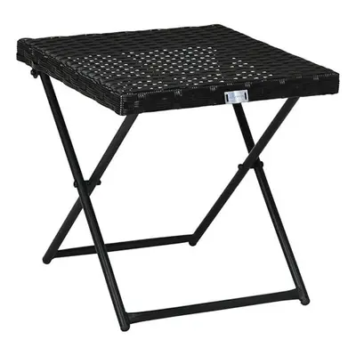 (Black) EVRE Capri Folding Rattan Table Outdoor Portable