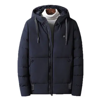 (Blue, XL) Men Electric USB Heated Hooded Warm Overcoat Heating Coat Winter Coats Jacket