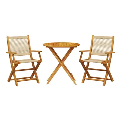 vidaXL Bistro Set Piece Outdoor Bar Set Beige Polypropylene and Solid Wood