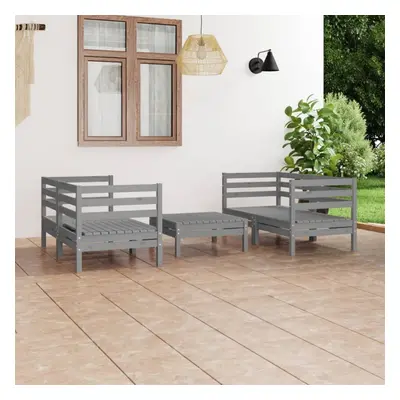 vidaXL Solid Pinewood Garden Lounge Set Piece Grey Outdoor Seating Sofa