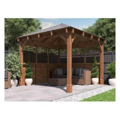 Dunster House Gazebo 3m x 3m with Louvre Walls