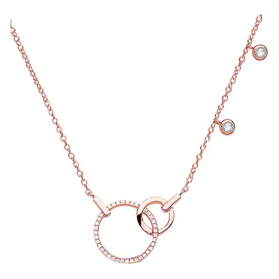 Jewelco London Ladies Rose Gold-Plated Sterling Silver Cubic Zirconia Art Deco Eternity Drop Cha