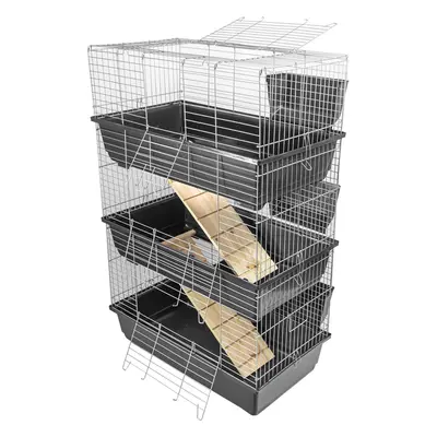 KCT Triple Level Indoor Rabbit Animal Bunny Run Pet Cage 80cm - Dark Grey