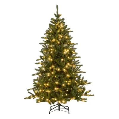 HOMCOM 6ft Artificial Christmas Tree with Warm White LED Light, Metal Base