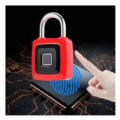 (Black) Smart Fingerprint Lock Keyless Stainless Steel USB Rechargeable Luggage Bag Padlock Phon