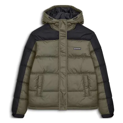 (2XL, Khaki/Black) Lambretta Mens Hooded Puffer Padded Raglan Warm Winter Jacket Coat