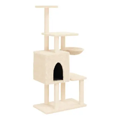 (cream) vidaXL Cat Tree with Sisal Scratching Posts Cat Tower Climbing Tree Light Grey