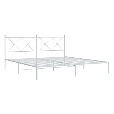 (white, 180x200 cm/with headboard) vidaXL Metal Bed Frame with Headboard and Footboard Bed Base 