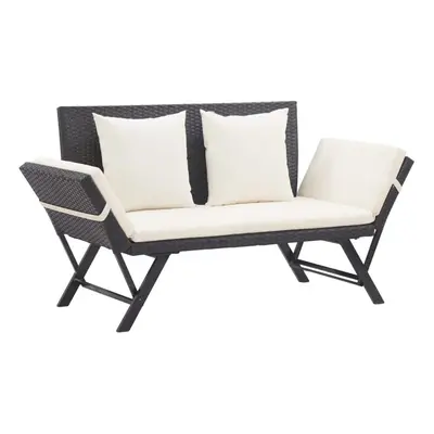 (black) vidaXL Garden Bench with Cushions cm Poly Rattan Dining Seat Multi Colours