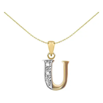 Jewelco London 9ct Yellow Gold Pave Set Round H I2 0.02ct Diamond Identity Dainty Initial ID Cha