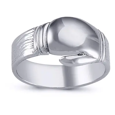 (T) Jewelco London Mens Rhodium Plated Sterling Silver Boxing Glove Charm Ring 12mm