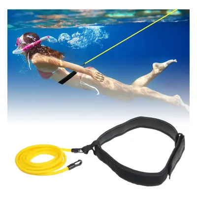 (M) 3/4x6x9m Yellow Swimming Resistance Bands Swim Training Belts Harness Static Swimming Exerci