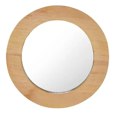 vidaXL Wall Mirror cm Teak Round Home Decorative Hanging Wooden Mirror