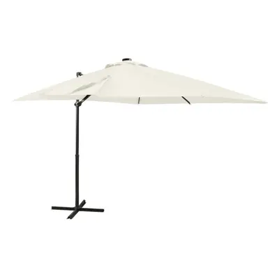 vidaXL Cantilever Umbrella with Pole and LED Lights Sand cm Parasol Canopy