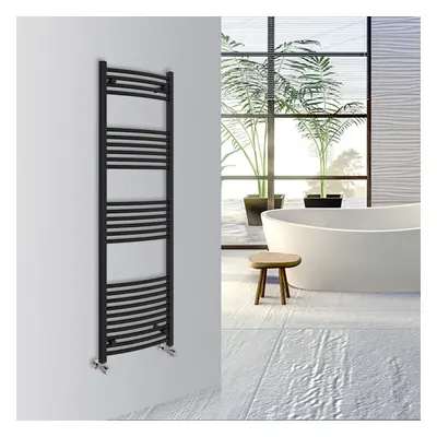 (Black, 1600x500mm) Warmehaus Curved Bathroom Heated Towel Rail Warmer Radiator Central Heating